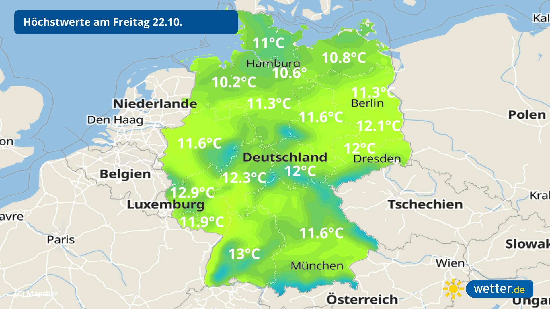 7-Tage-Wettertrend: Am Wochenende wird der Kampf Sonne gegen Nebel spannend Temperaturen am Freitag: Herbstlich frisch,