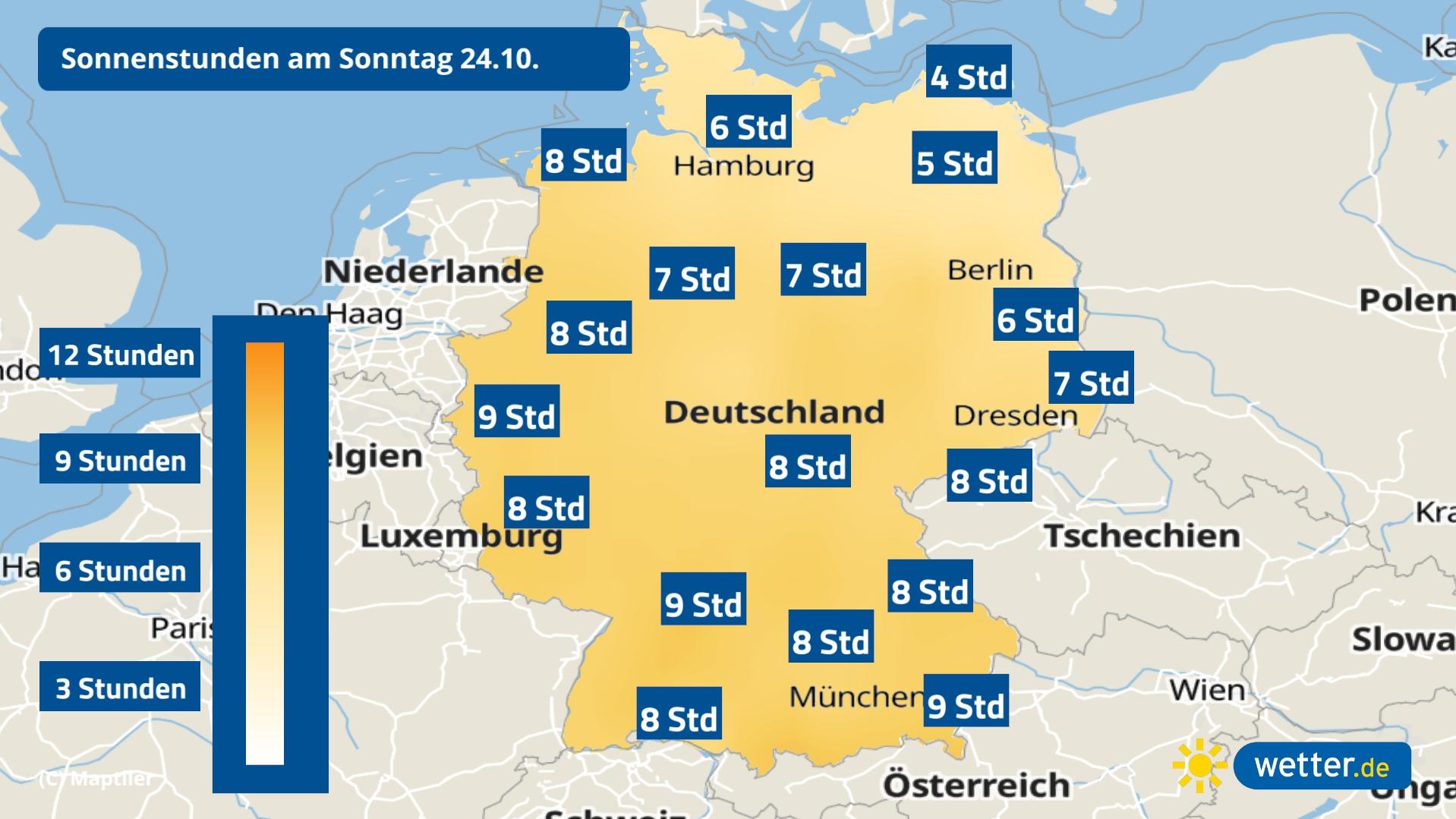 Das Wetter am Wochenende: In Deutschland dreht die Sonne auf Nach Nebel scheint die Sonne am Sonntag oft und lange.
