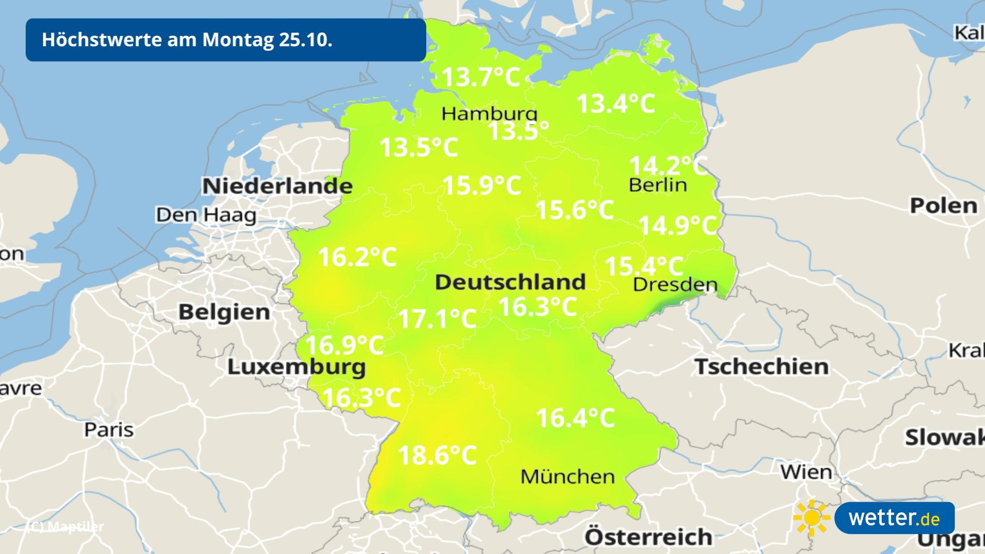 7-Tage-Wettertrend: Ruhiges Herbstwetter mit kleinem Hänger, am Wochenende wieder Sturm? Wettervorhersage: Wie warm wird es am Montag?