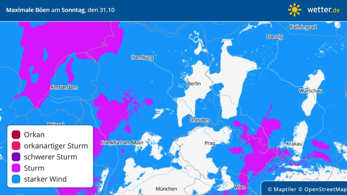 7-Tage-Wettertrend: Auf den letzten Metern gibt der goldene Oktober alles Prognose: Stärkste Windböen am Sonntag, 31.10.2021