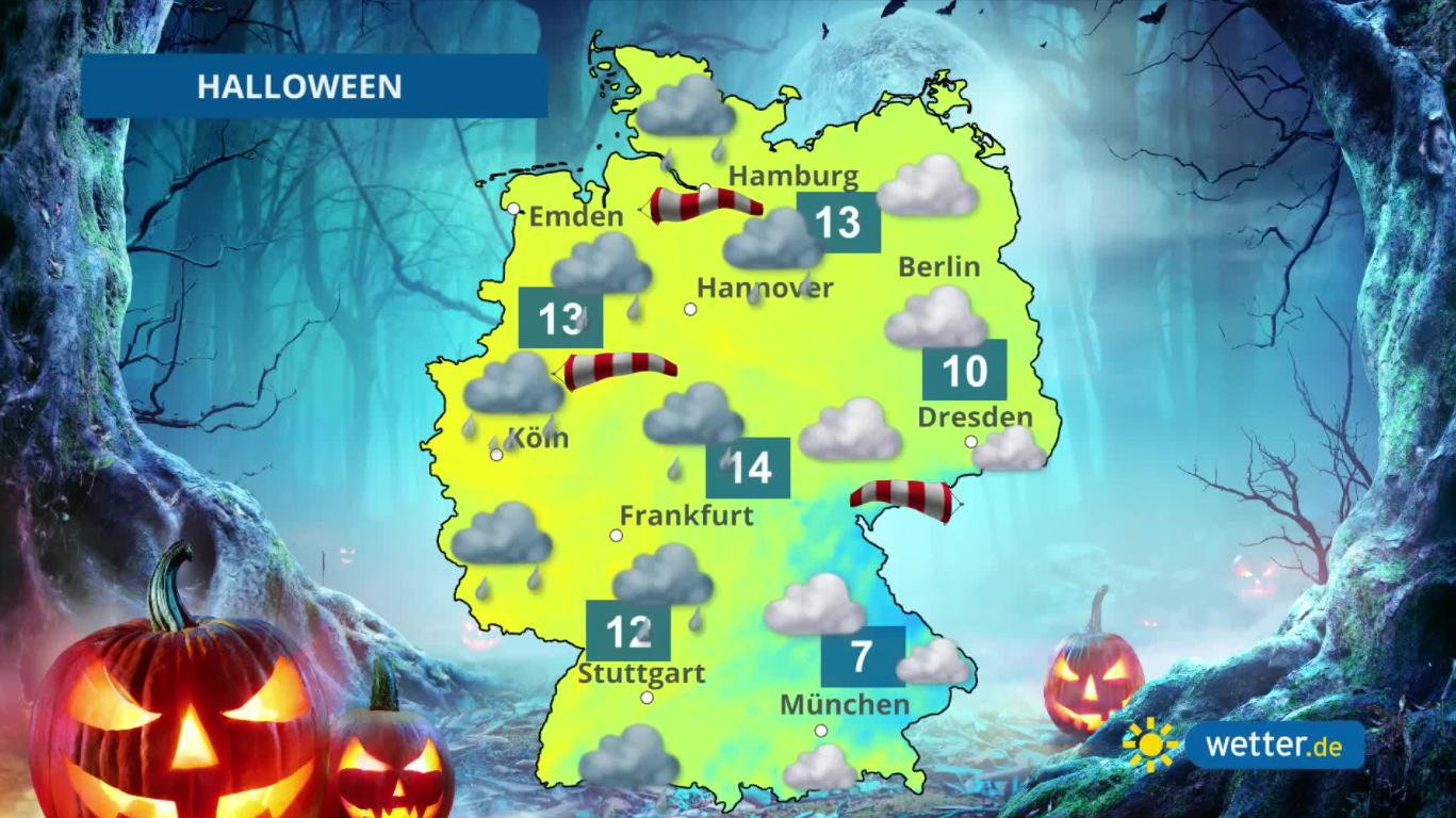 Prognosen für Halloween und Allerheiligen - Regen und Wind im Anmarsch Regen und Wind in der Halloween-Nacht