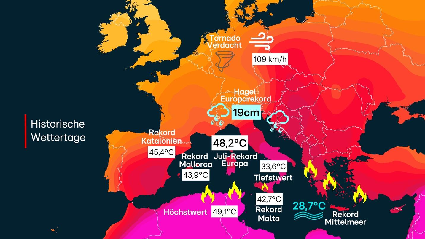 Extreme Unwetter Prognose Europa Aktuell Starkregen Riesiger Hagel