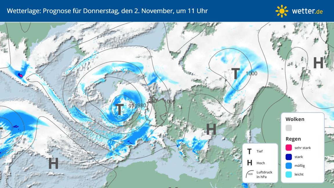 Orkan Ciarán trifft Westen Europas mit heftigen Wind und 15 Meter