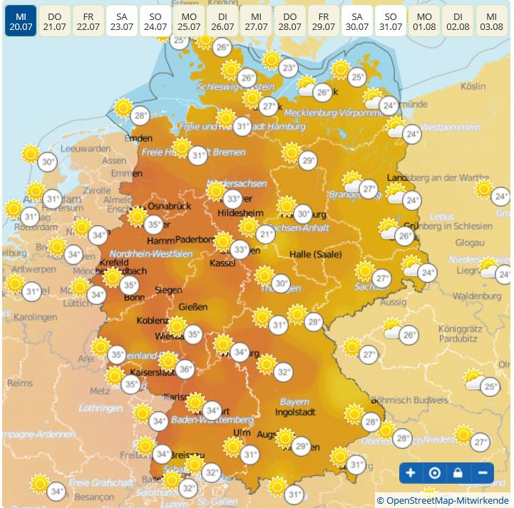 Hitzefahrplan im Juli 2016: Heftig heiß bis 36 Grad Der Hochsommer ist da