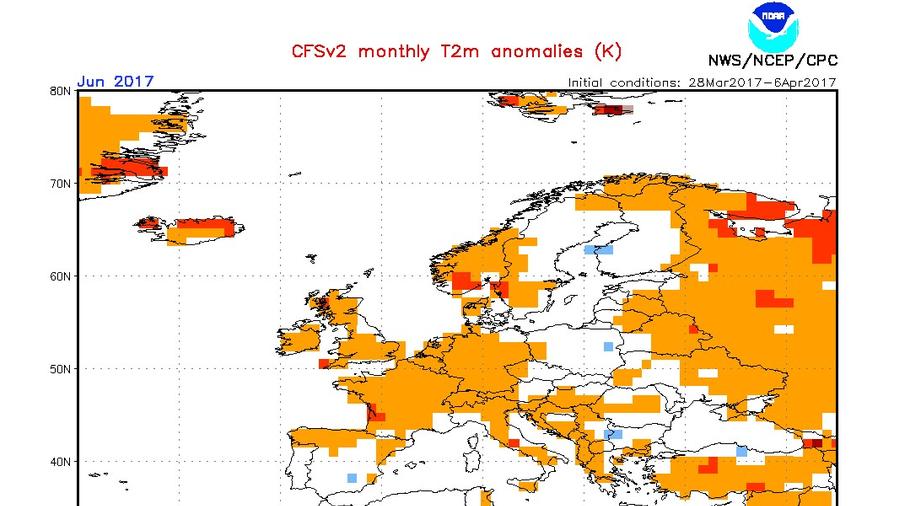 NOAA-Temperaturprognose: Mai wird fast normal - Juni nur noch leicht zu warm NOAA-Temperaturprognose: Mai wird fast normal - Juni nur noch leicht zu warm
