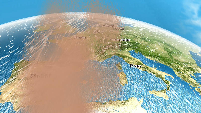 Animation: So kommt der Wüstensand zu uns Regen macht aus Saharastaub Blutregen