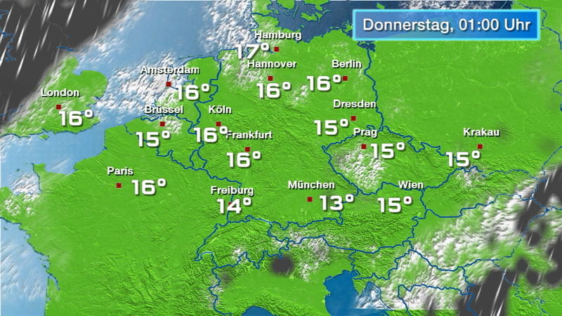Der Regen- und Wolkenfilm für 48 Stunden Nur noch ganz vereinzelt Tropfen