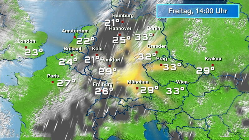 Der Regen- und Wolkenfilm für 48 Stunden Schauer und Gewitter ziehen durch