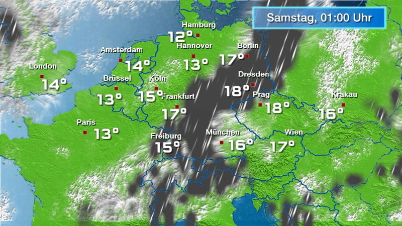 Der Regen- und Wolkenfilm für 48 Stunden Schauer & Gewitter ziehen südostwärts