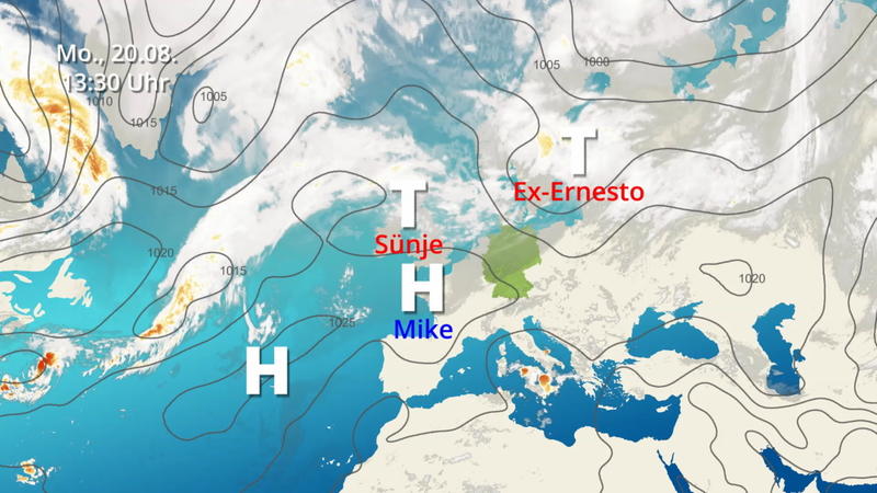 Der Satellitenfilm vom 18.08. bis zum 20.08. Die Wolken rücken näher heran