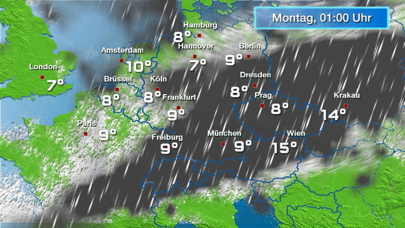 Der Regen- und Wolkenfilm für 48 Stunden Es schüttet die ganze Nacht