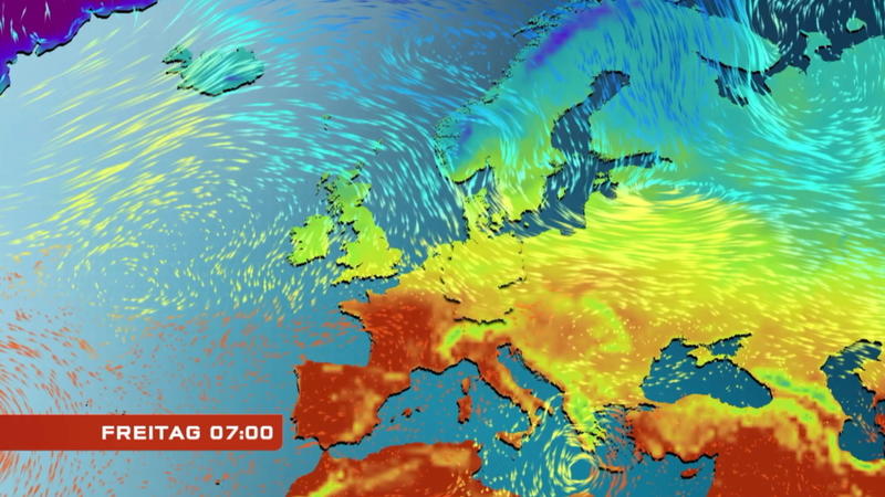 Der Strömungsfilm für Europa Erst warm, am Wochenende deutlich kühler