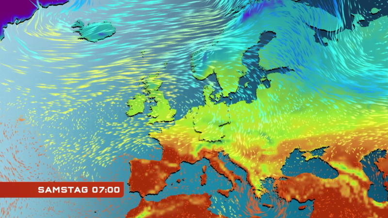 Der Strömungsfilm für Europa Erst warm, am Wochenende deutlich kühler