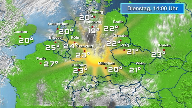 Der Regen- und Wolkenfilm für 48 Stunden Nur ein paar Wolkenfelder sind unterwegs