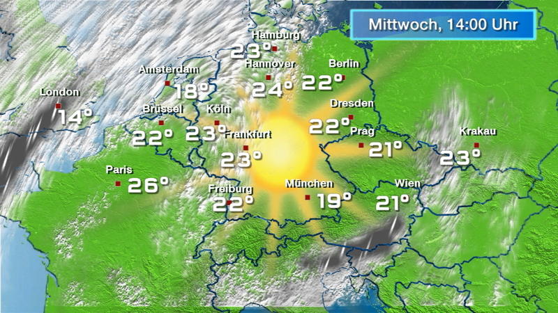 Der Regen- und Wolkenfilm für 48 Stunden Einige Wolkenfelder im Nordwesten