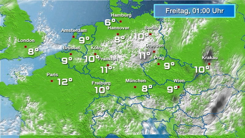 Der Regen- und Wolkenfilm für 48 Stunden Ein paar Tropfen in der Mitte möglich