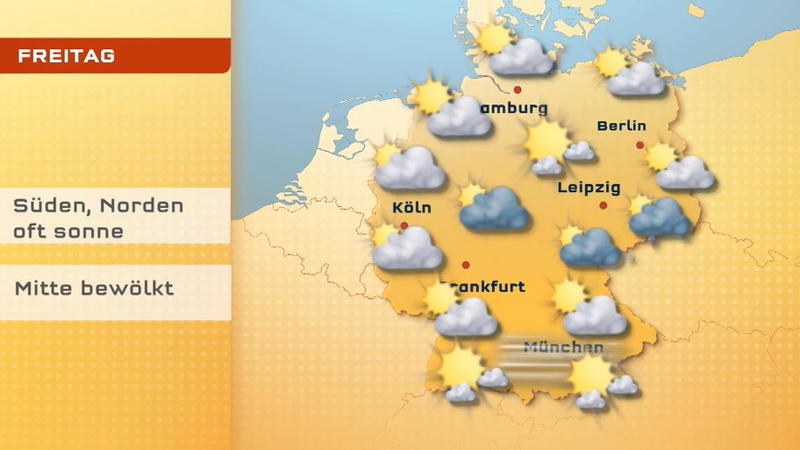 Oft Sonne im Süden und Norden, in der Mitte wolkiger Der Wetterbericht für den 19.10.2018