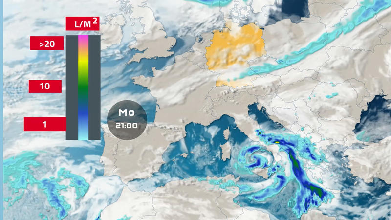 Regen- und Wolkenverteilung Europa für die nächsten Tage Regen zieht im Mittelmeer weiter östlich