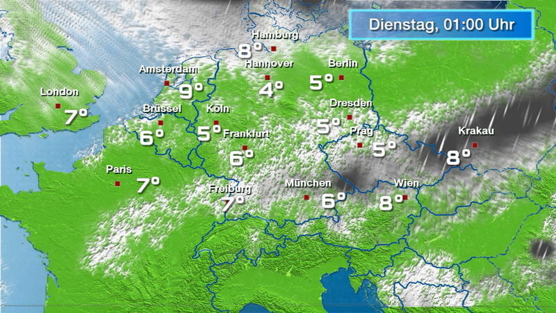 Der Regen- und Wolkenfilm für 48 Stunden Da zieht ein kleines Regengebiet durch