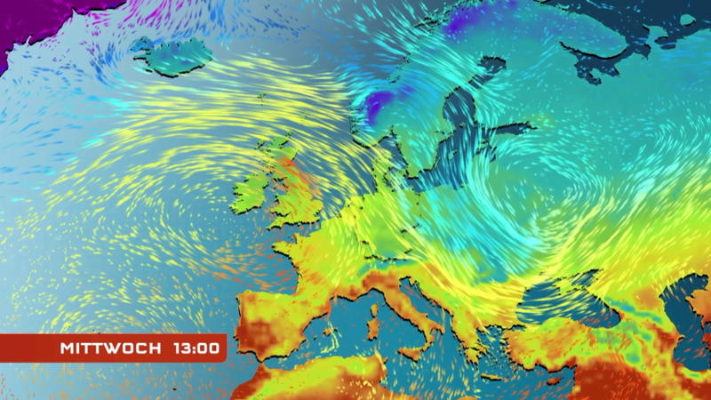 Der Strömungsfilm für Europa Stramme Nordwestströmung bringt Abkühlung