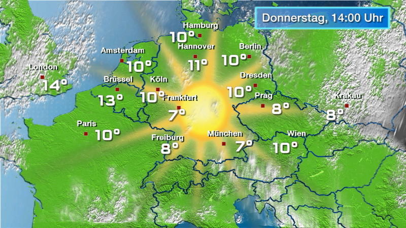 Der Regen- und Wolkenfilm für 48 Stunden Erst noch Sonne, dann zieht es sich zu