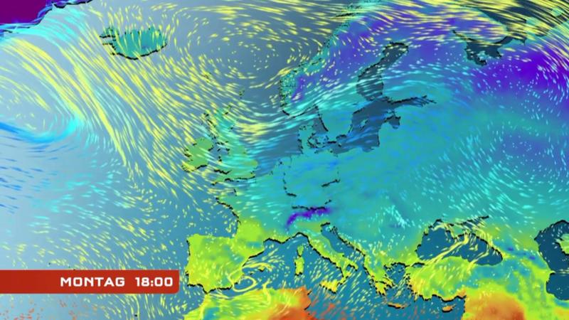 Der Strömungsfilm für Europa Kälter geht's kaum: Die Luft kommt aus Nordost