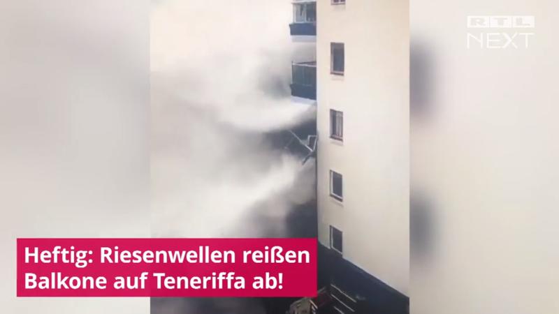 Riesenwelle reißt Balkon weg Riesenwellen vor Teneriffa