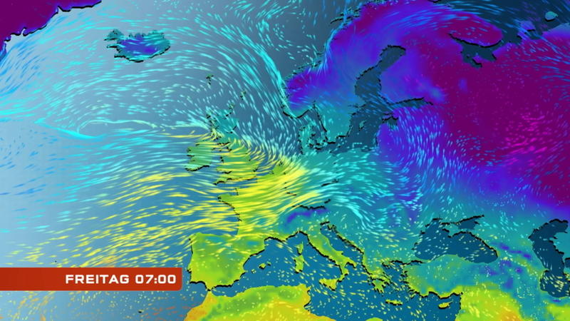 Der Strömungsfilm für Europa Der Nachschub feuchtmilder Luft reißt nicht ab