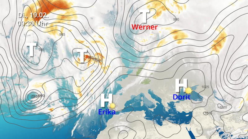Der Satellitenfilm vom 17. bis zum 19.2. Ein neues Sonnen-Hoch ist unterwegs
