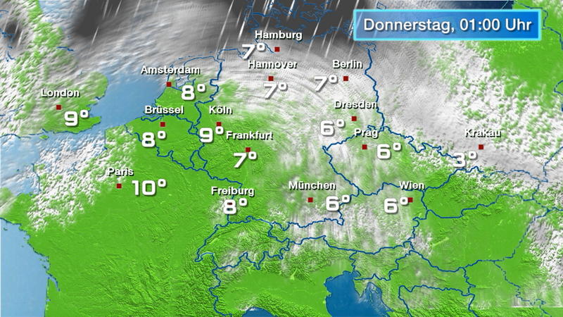Der Regen- und Wolkenfilm für 48 Stunden Nur ganz im Norden fällt Regen