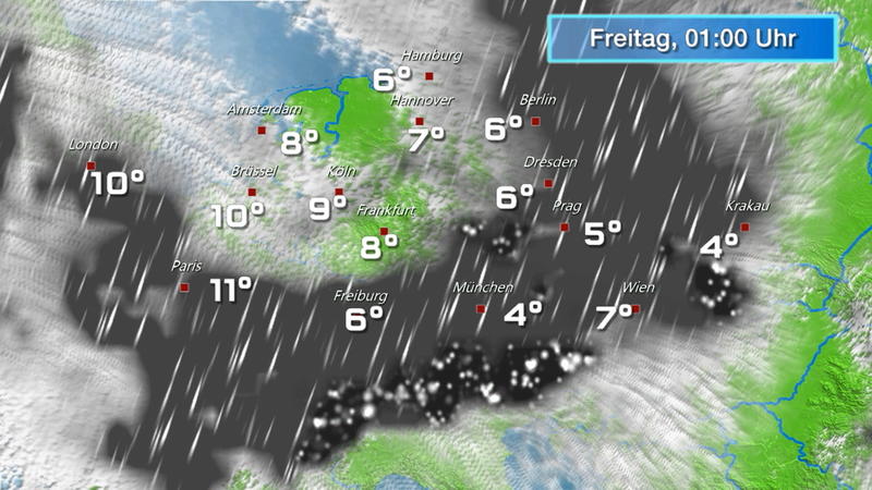 Der Regen- und Wolkenfilm für 48 Stunden Regen, Regen, in den Bergen Schnee