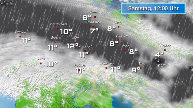 Wolken- und Regenfilm für 48 Stunden Breites Regenband liegt quer über Deutschland