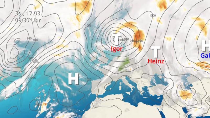 Der Satellitenfilm vom 15.03. bis 17.03. Kaltfront von Igor zieht durch