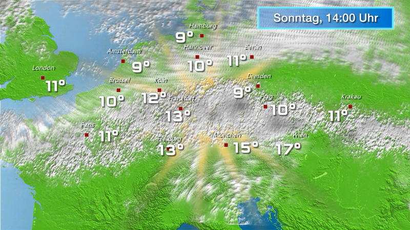 Der Regen- und Wolkenfilm für 48 Stunden Trocken, aber oft trüb