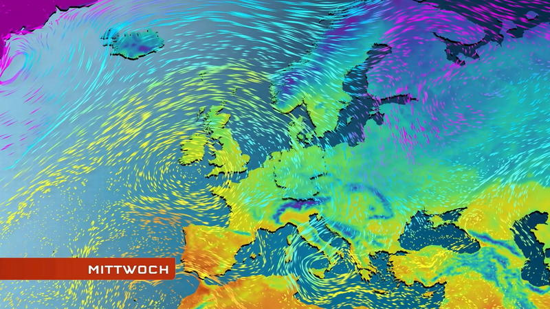 Der Strömungsfilm für Europa Polare Luft auf dem Weg zu uns