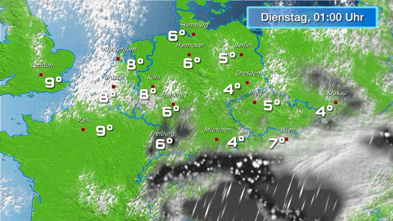 Wolken- und Regenfilm für zwei Tage Mal Wolken, mal Regen, mal Schnee