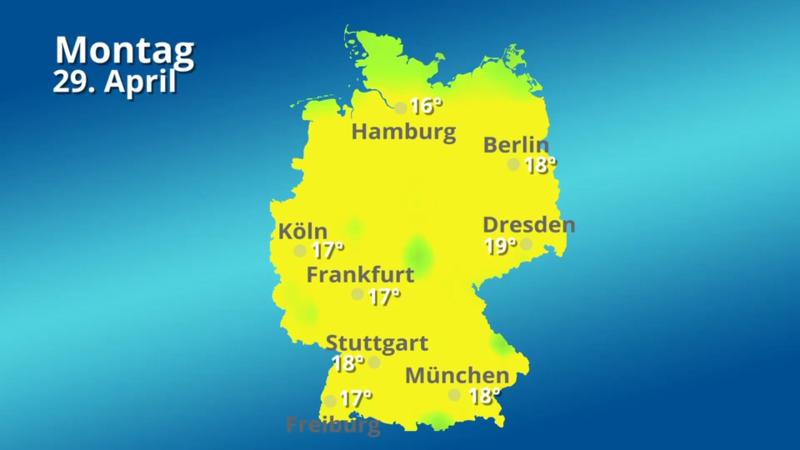 Die Höchstwerte der nächsten 13 Tage Letztes Aprilwochenende unter 20 Grad