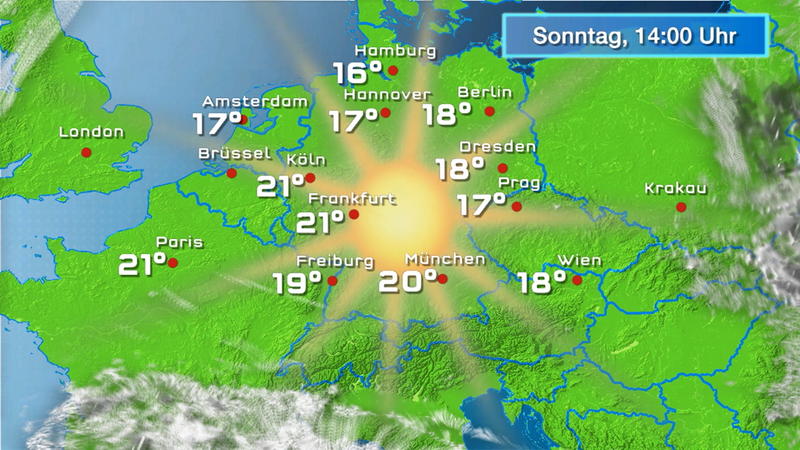 Der Regen- und Wolkenfilm für 48 Stunden Trocken, aber oft trüb