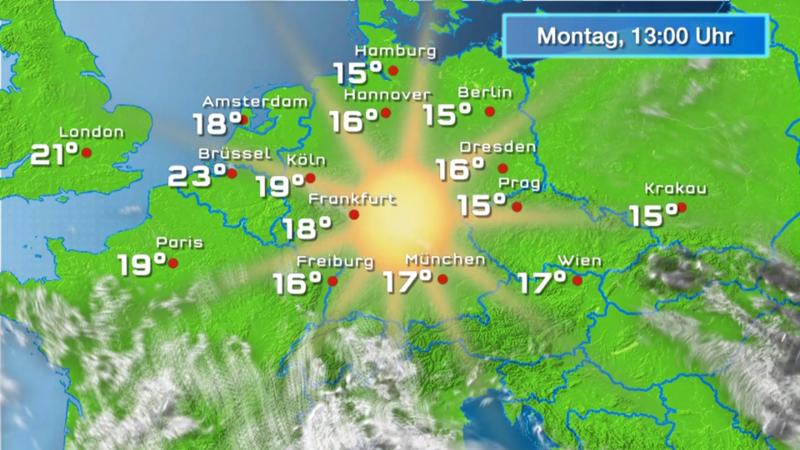 Der Regen- und Wolkenfilm für 48 Stunden Die Sonne hat leichtes Spiel