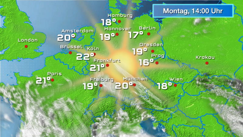 Der Regen- und Wolkenfilm für 48 Stunden Trocken, aber oft trüb
