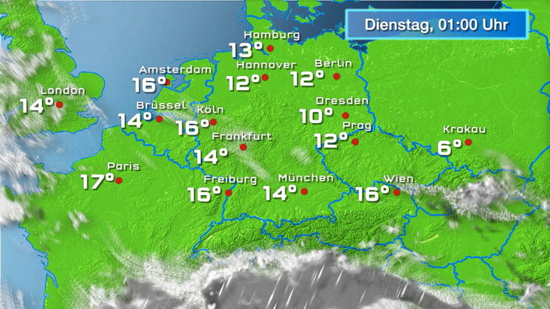 Der Regen- und Wolkenfilm für 48 Stunden Regenwolken bleiben auf Abstand