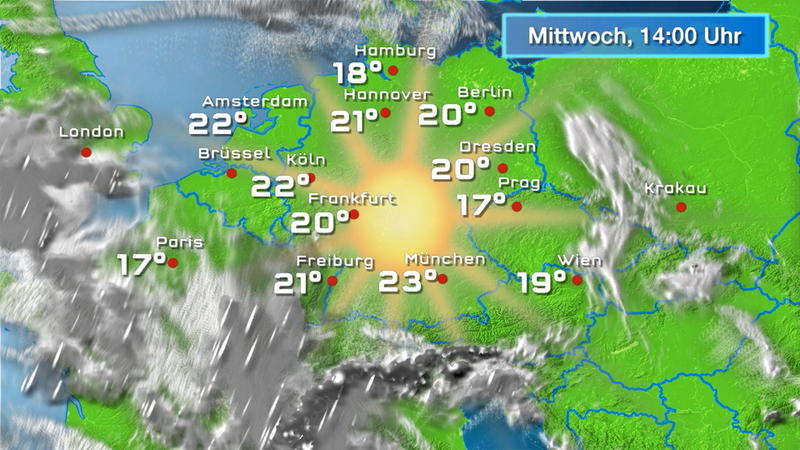 Der Regen- und Wolkenfilm für 48 Stunden Trocken, aber oft trüb