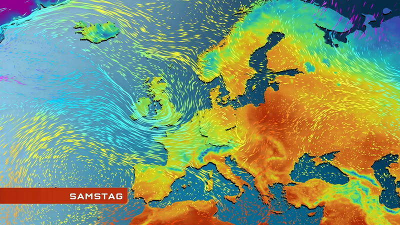 Der Strömungsfilm für Europa Von Frankreich kommt mehr und mehr kühle Luft