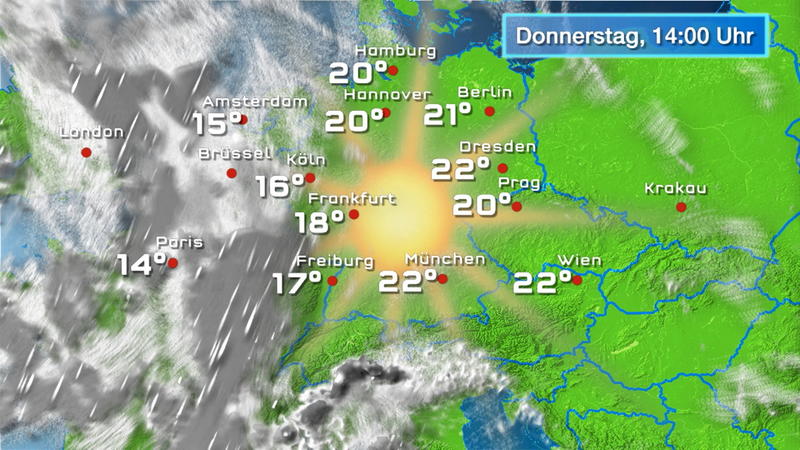 Der Regen- und Wolkenfilm für 48 Stunden Trocken, aber oft trüb