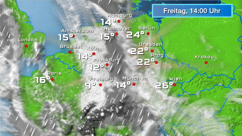 Der Regen- und Wolkenfilm für 48 Stunden Trocken, aber oft trüb