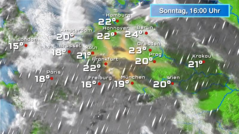 Der Regen- und Wolkenfilm für 48 Stunden Immer mehr Gewitter und Dauerregen