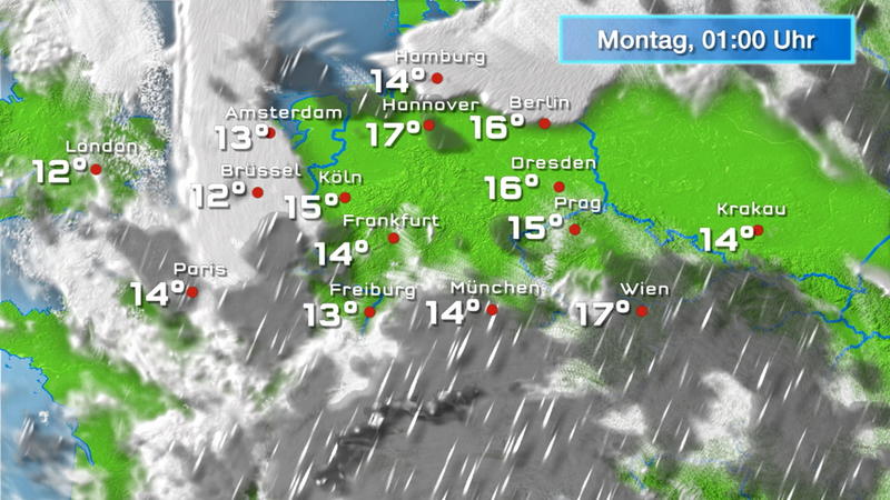 Der Regen- und Wolkenfilm für 48 Stunden Trocken, aber oft trüb