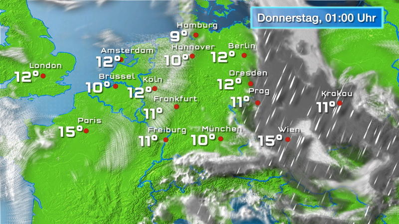Der Regen- und Wolkenfilm für 48 Stunden Es trocknet immer mehr ab