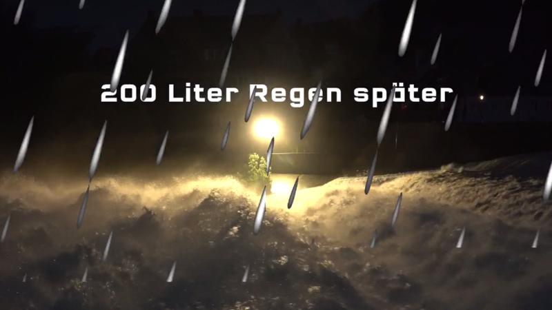 So hören sich die irren Regenmassen an Lech vorher und 200 Liter Regen später