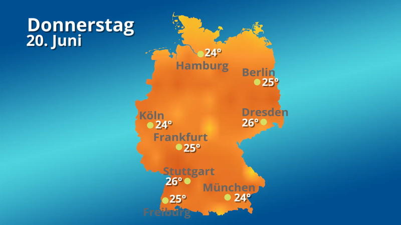 Die Höchstwerte für die nächsten 14 Tage Juni bringt viel Wärme